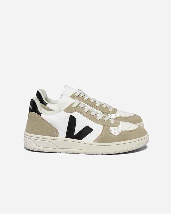 Veja V-10 Chromefree Leather - White Black Sahara